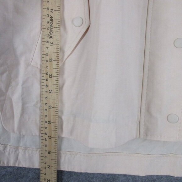 J Crew New Perfect Women's Lightweight Hooded Jacket Zip Front Ivory L Large 676 - Picture 13 of 14